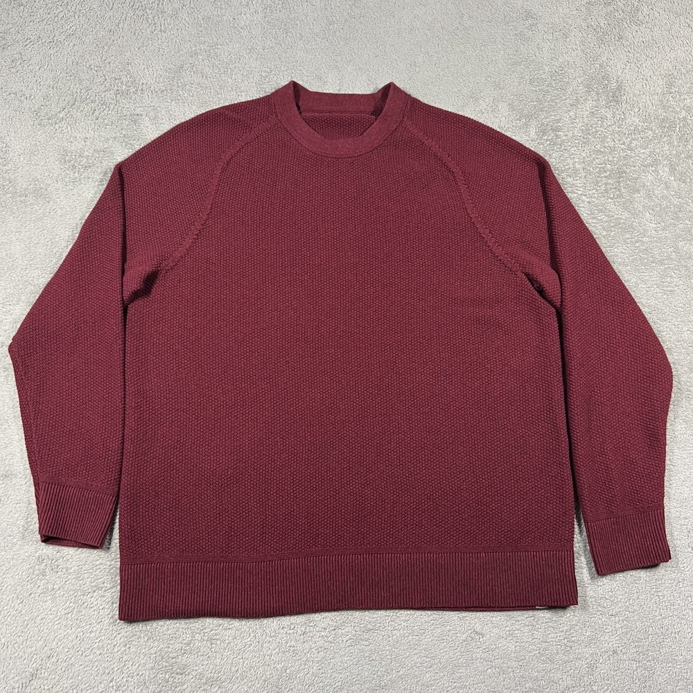 Lululemon Textured Knit Crewneck Sweater Mens XL Burgundy Sweatshirt - Picture 1 of 10